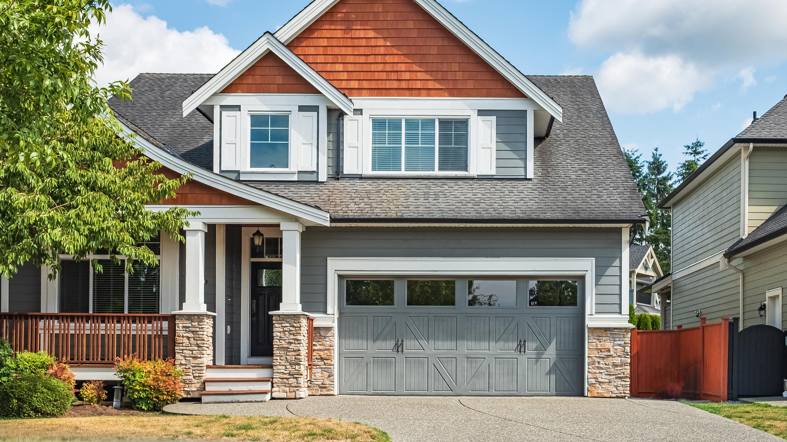 Freshly painted two-story home exterior